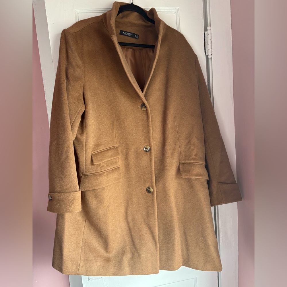Lauren Ralph Lauren Camel Wool Blend Coat Plus Size 22W Tailored Jacket